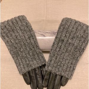 Knit/leather color convertible ladies gloves